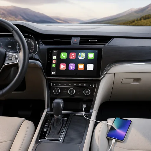 Image générée par intelligence artificielle Break d'occasion : multimédia, CarPlay, Bluetooth & USB — illustration générée par IA