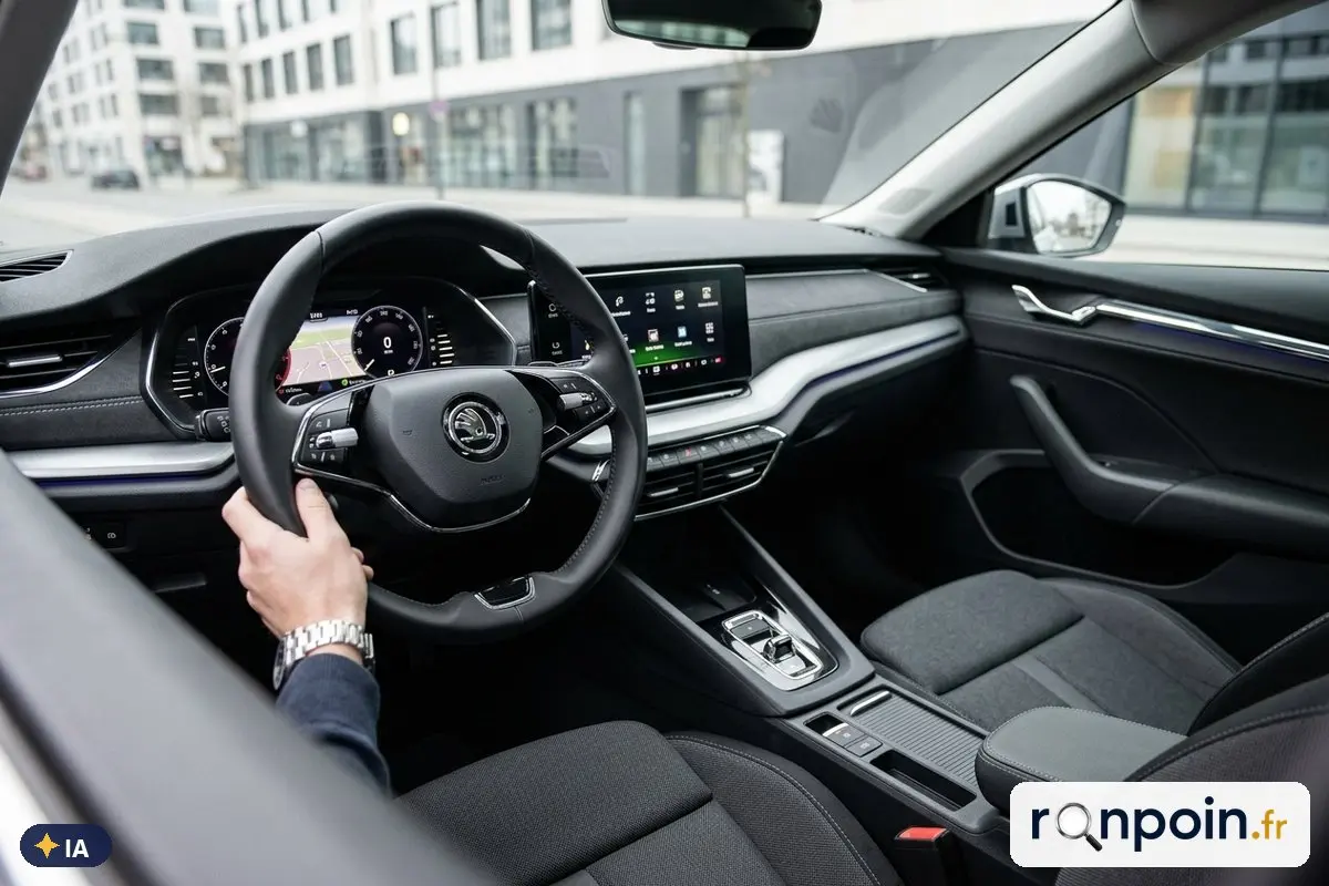 Poste de conduite d'une Skoda Octavia IV — illustration générée par IA